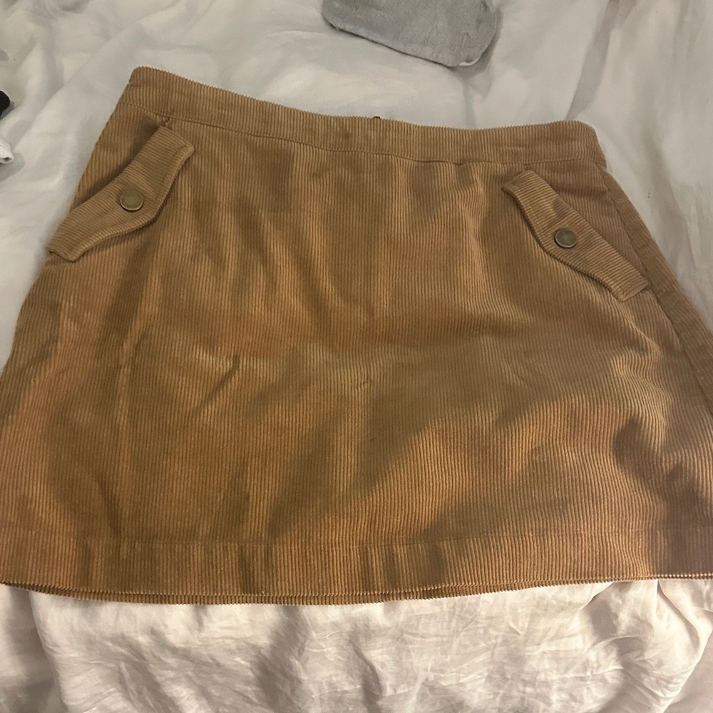 Copper Key Light Brown Corduroy Mini Skirt